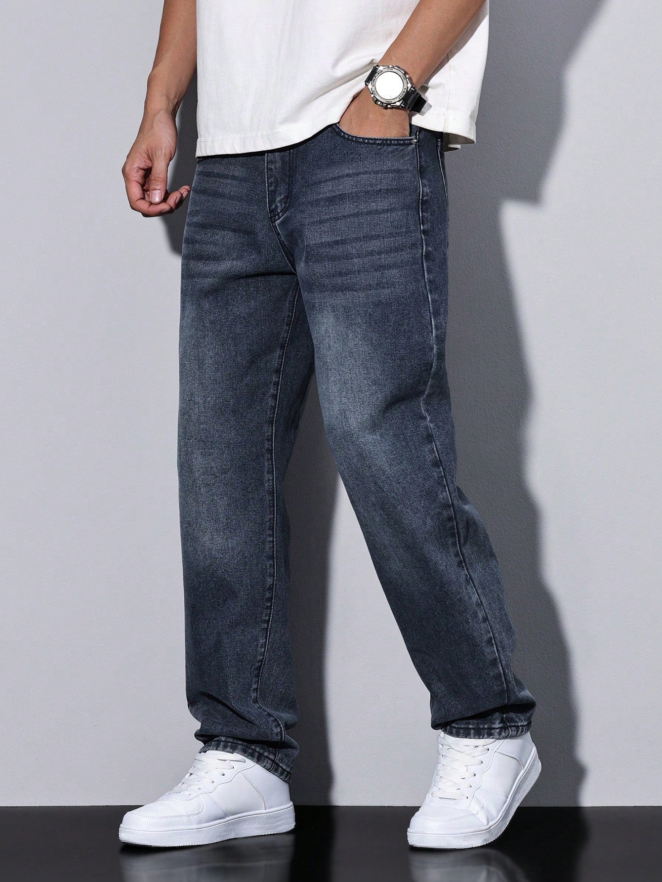 David - Casual Gewassen Jeans Met Rechte Pijpen Heren