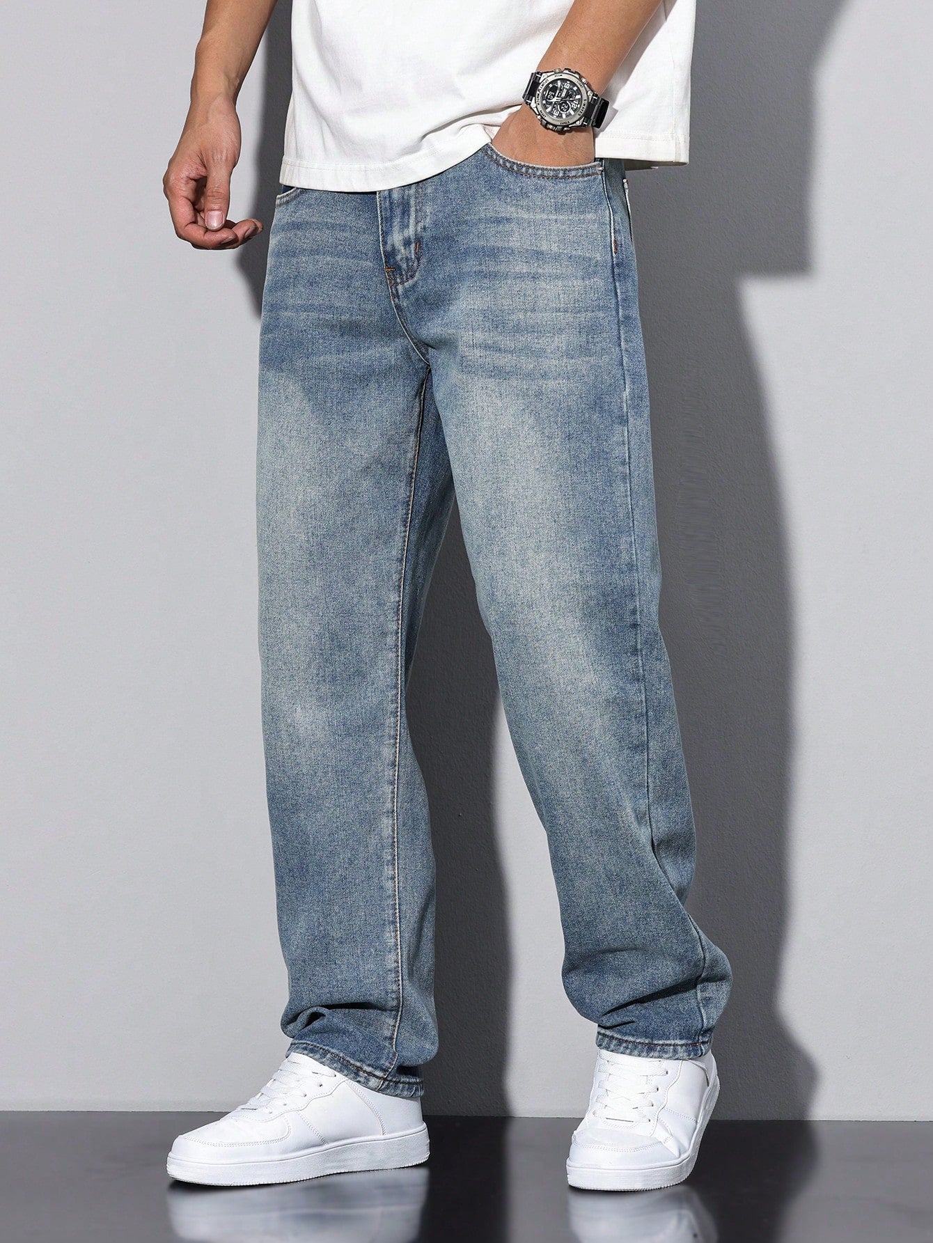 David - Casual Gewassen Jeans Met Rechte Pijpen Heren